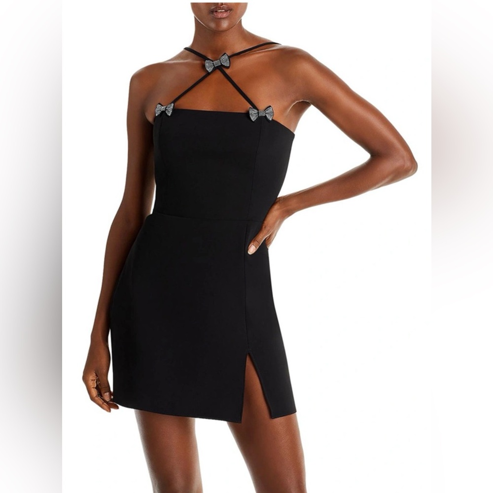 Amanda Uprichard Black Strapless Dress with Bow Accents